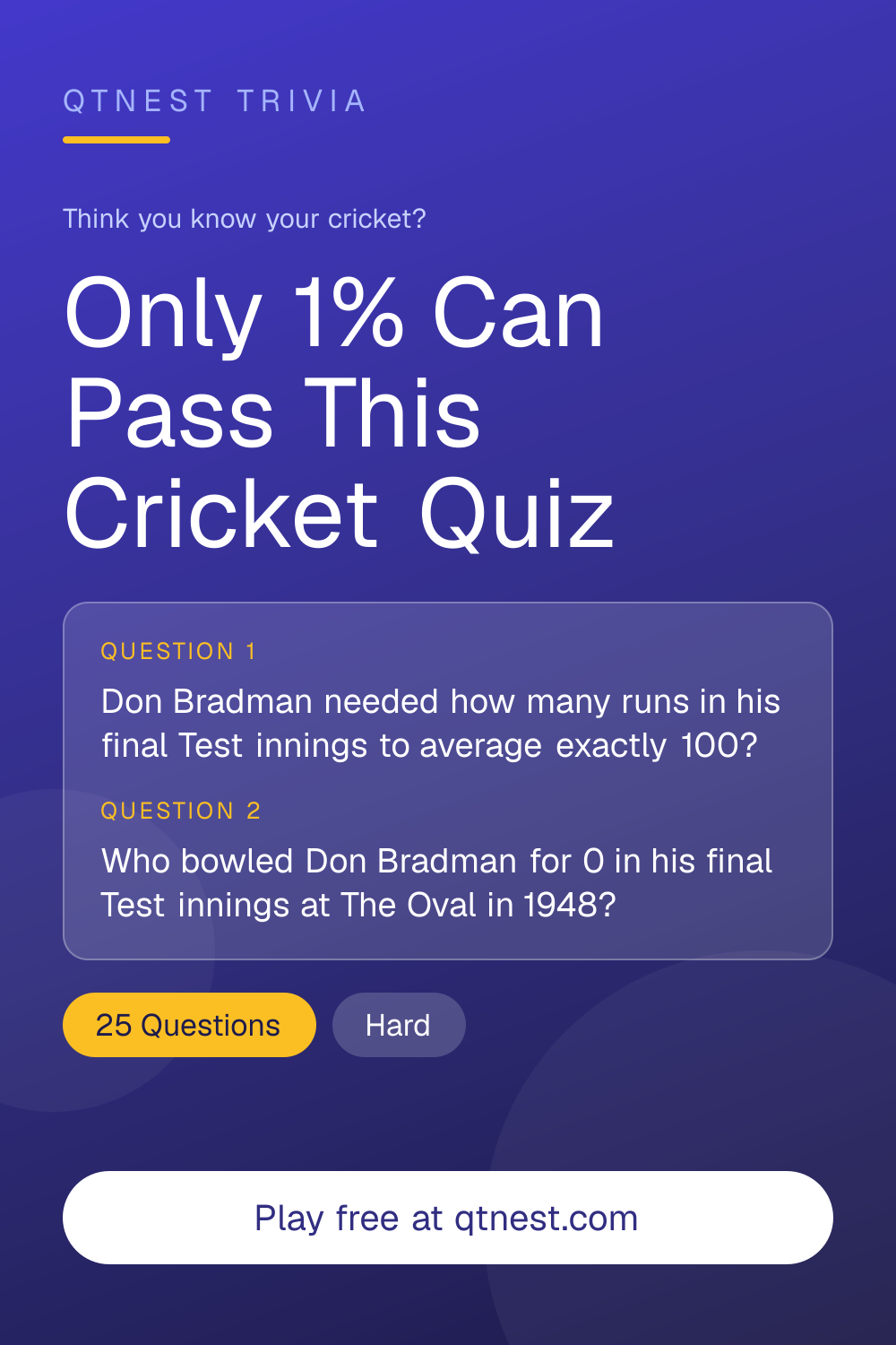 Think you know cricket? Only 1% of fans can pass this ultra-hard cricket quiz. 10 brutal questions. Free — are you up for it?