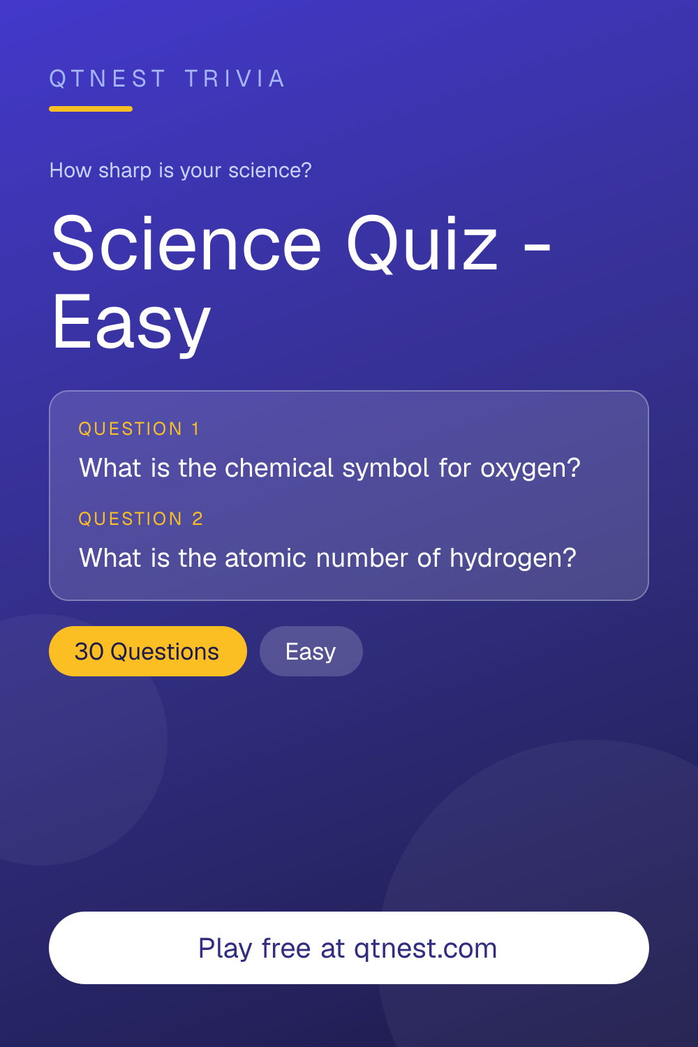 Test your basic science knowledge with 10 easy questions on biology, chemistry, physics, and earth science. Free quiz, no signup.