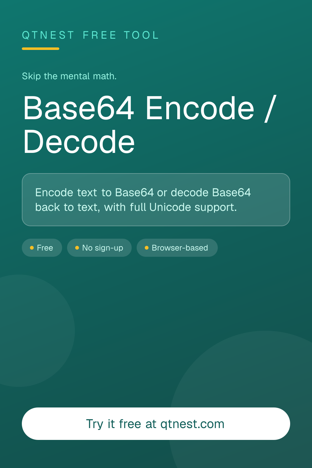 Encode text to Base64 or decode Base64 to plain text online. Handles Unicode and emoji correctly. 100% browser-based — nothing is uploaded.