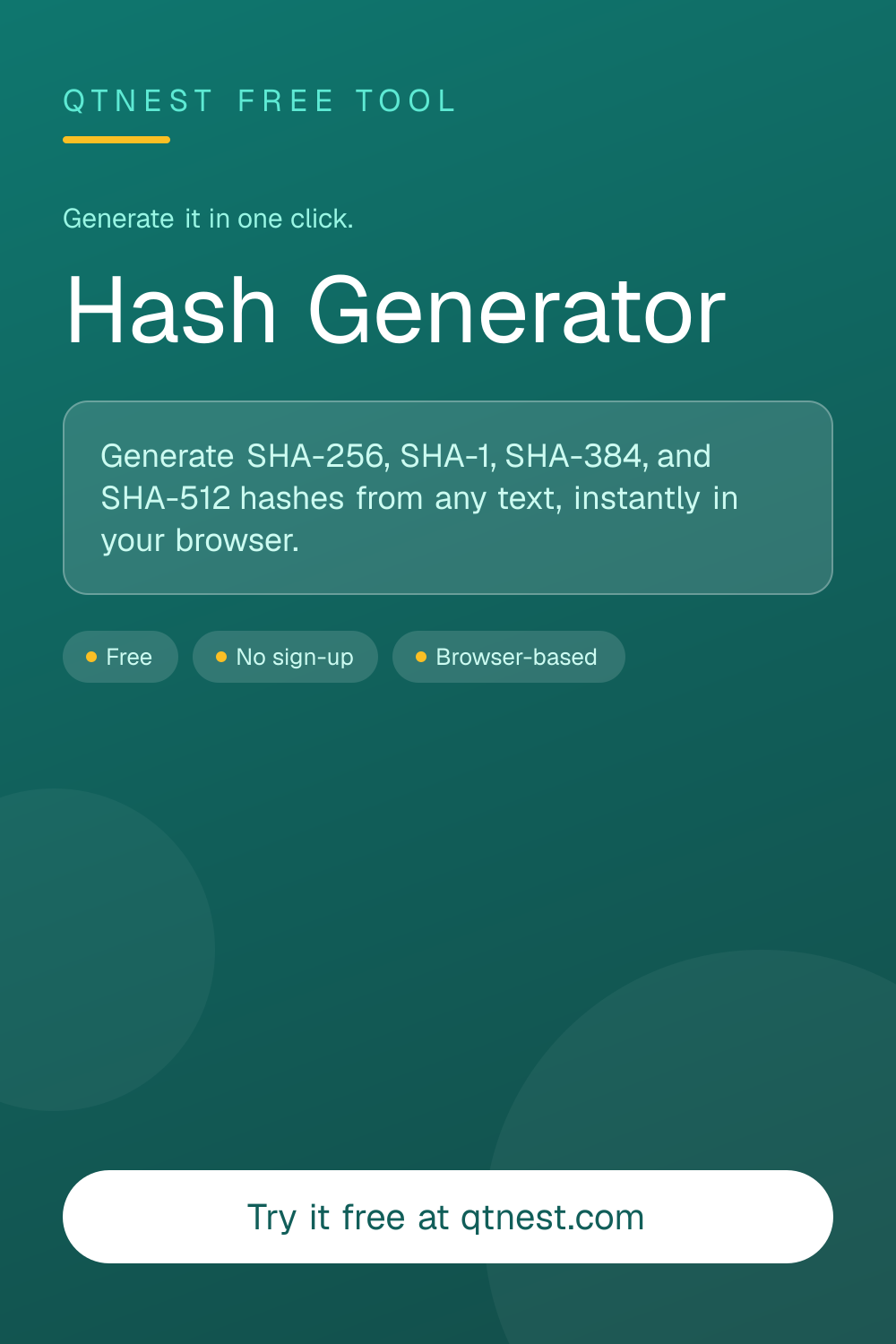 Generate SHA-256, SHA-1, SHA-384, and SHA-512 hashes from any text. 100% browser-based using the Web Crypto API — your input never leaves your device.