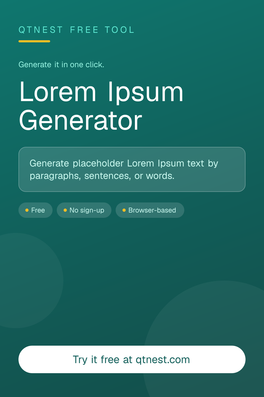 Generate Lorem Ipsum placeholder text by paragraphs, sentences, or words. Copy it instantly for mockups, designs, and layouts. Free and browser-based.