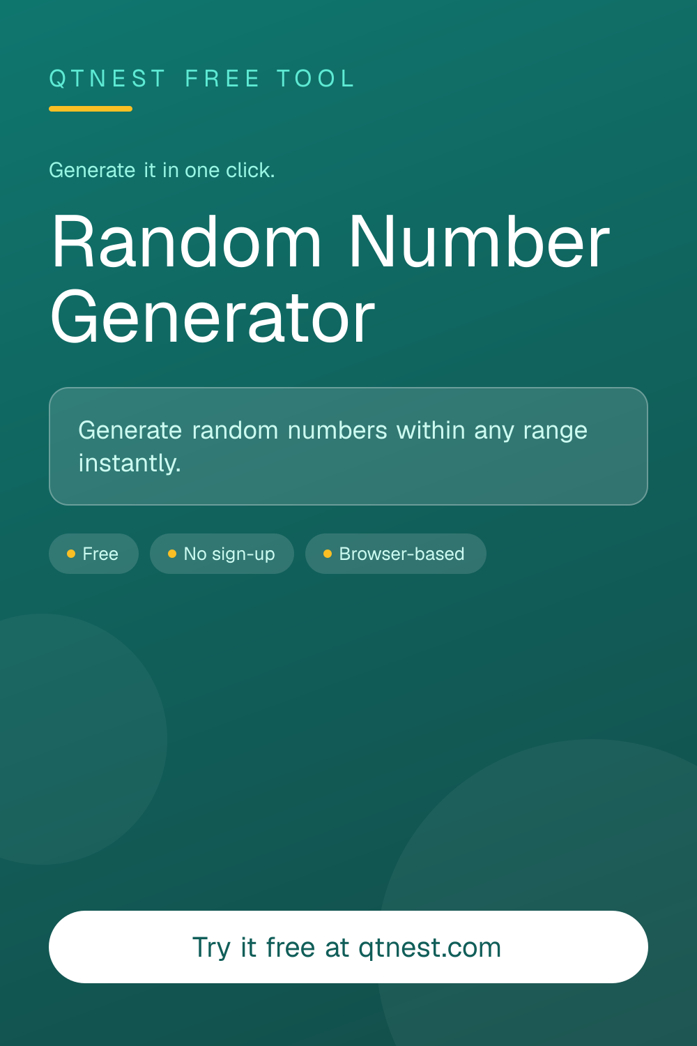 Generate a random number within any custom range instantly. Set your own min and max — free online number randomizer.