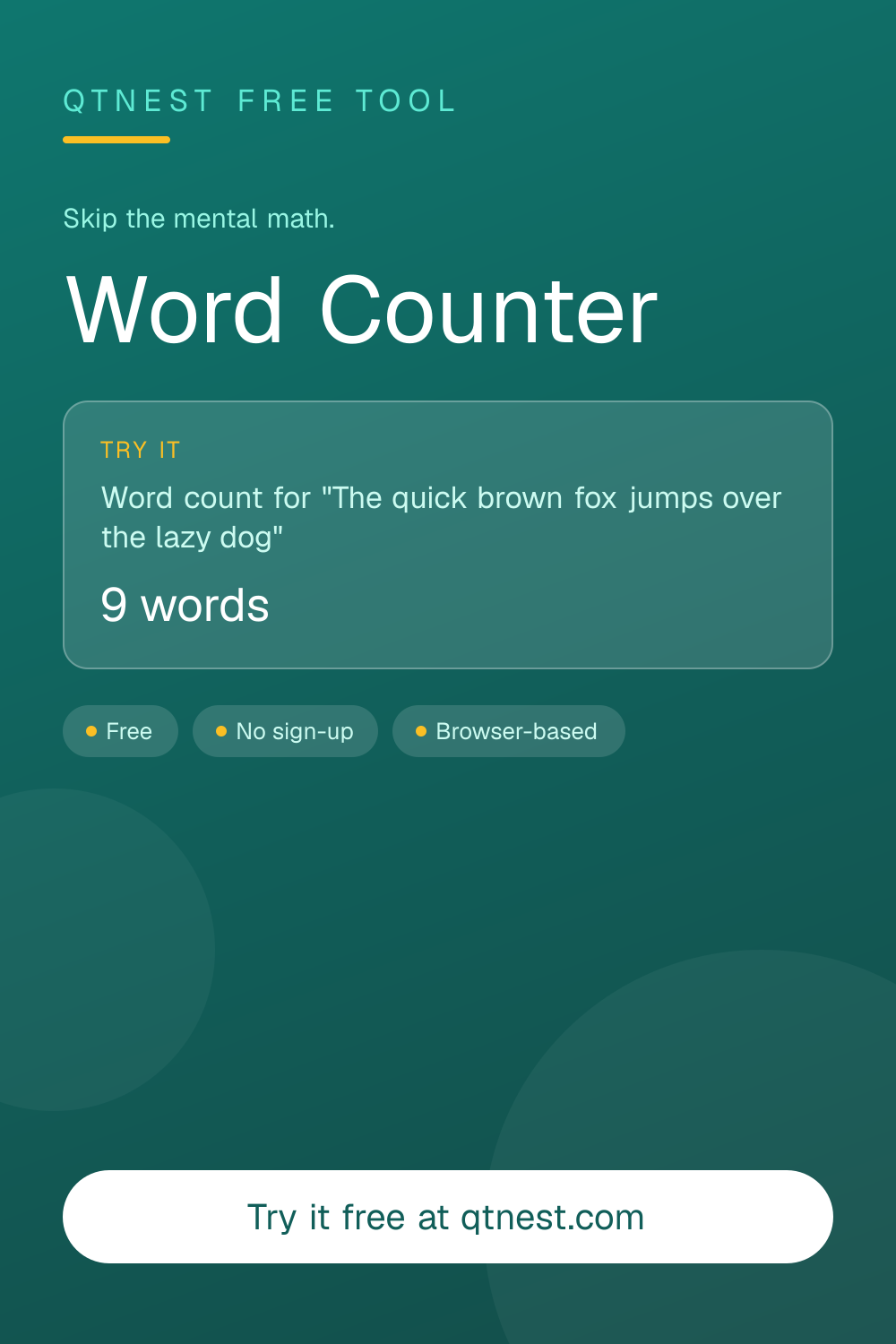 Count words, characters, sentences, and paragraphs in any text instantly. Free online word counter — no signup needed.